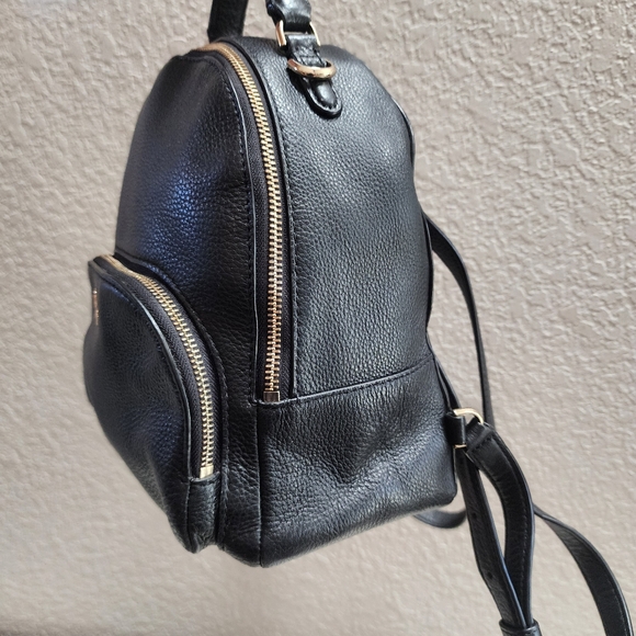 Kate Spade Black Pebbled Leather Mini Backpack Purse with Gold Hardware - Picture 7 of 11